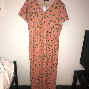 Angel Sleeve Fruit Print Maxi Dress